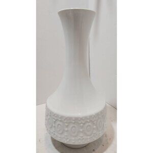 Vtg Royal KPM Bavaria Vase With Relief Decor Germany Handmade White 10" Tall